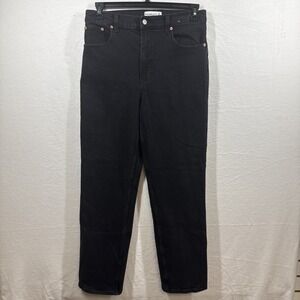 Abercrombie The 90s Straight Ultra High Rise Black Denim Jeans Size 30/10R
